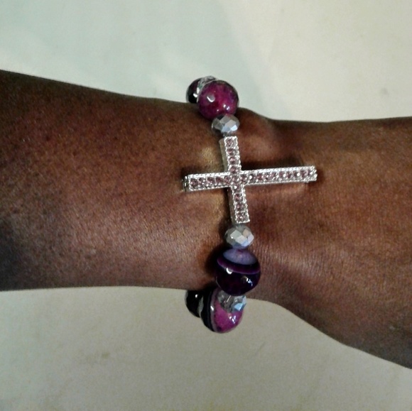 Purple Rhinestone Bracelet - Picture 2 of 4